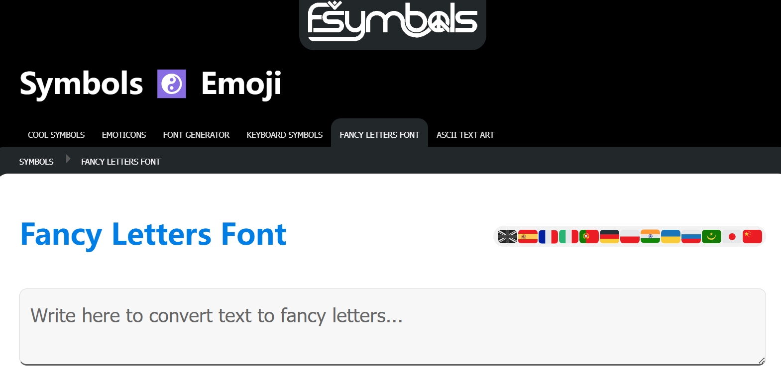 fsymbols facebook font changer